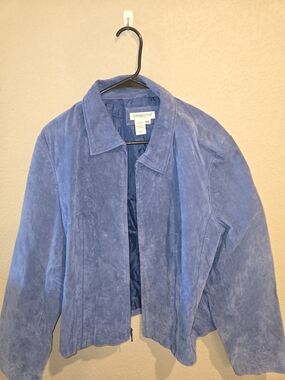 Coldwater Creek Powder Blue Suede Zip Jacket